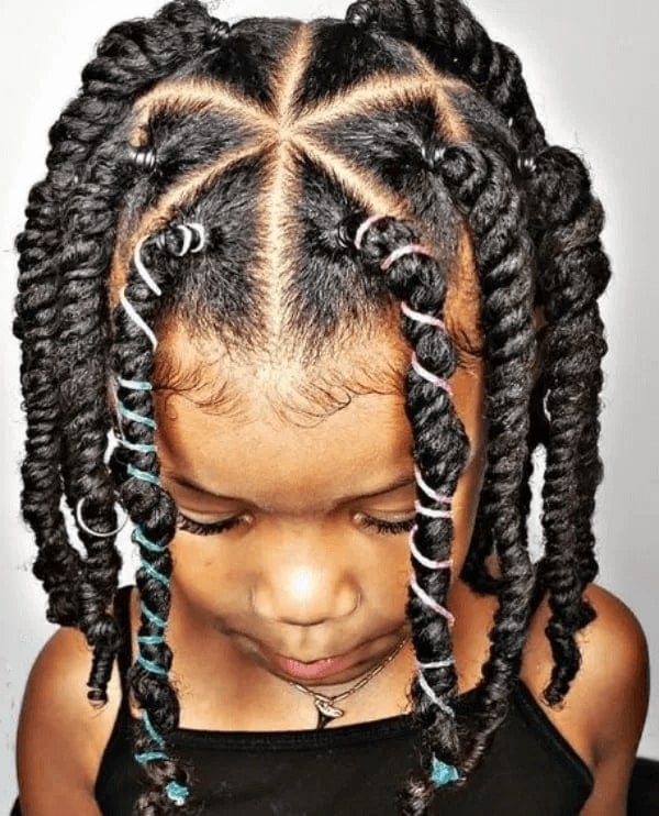 Thick Twists With Geometric Parting Thick Twists With Geometric Parting — Simple Children Hairstyles