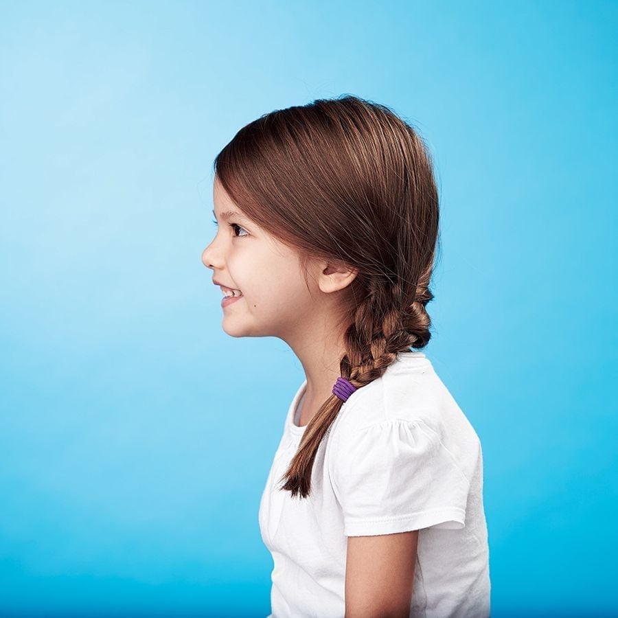 Single Side Braid With Purple Elastic Single Side Braid With Purple Elastic — Simple Children Hairstyles