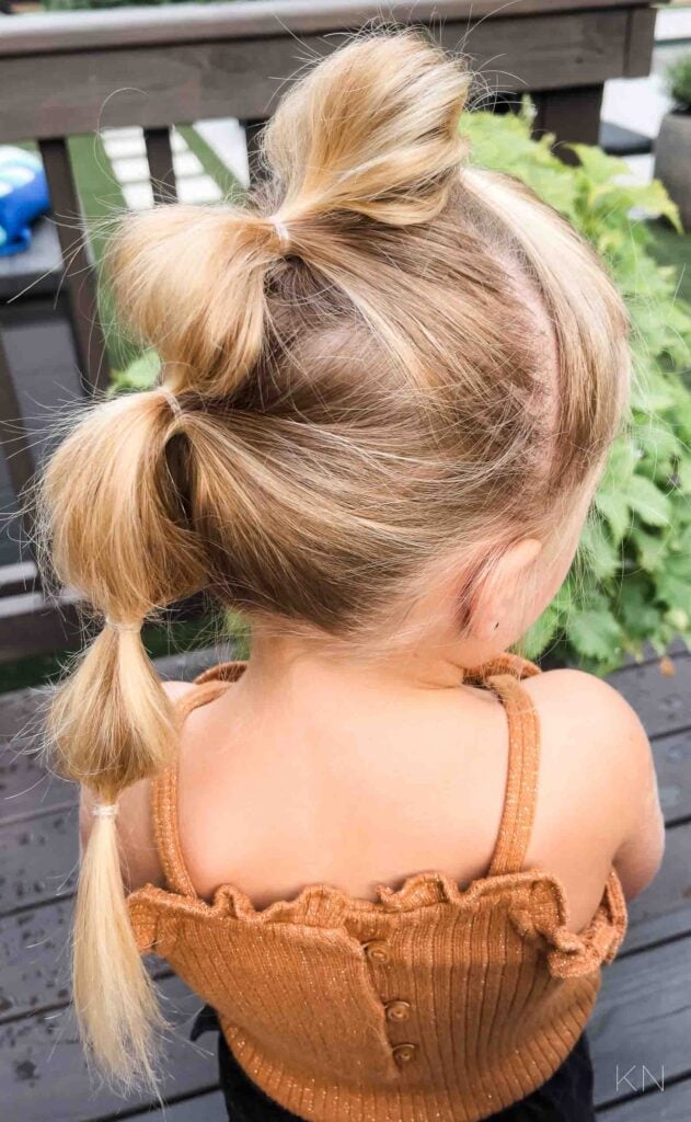 Stacked Bubble Ponytails Stacked Bubble Ponytails — Simple Children Hairstyles