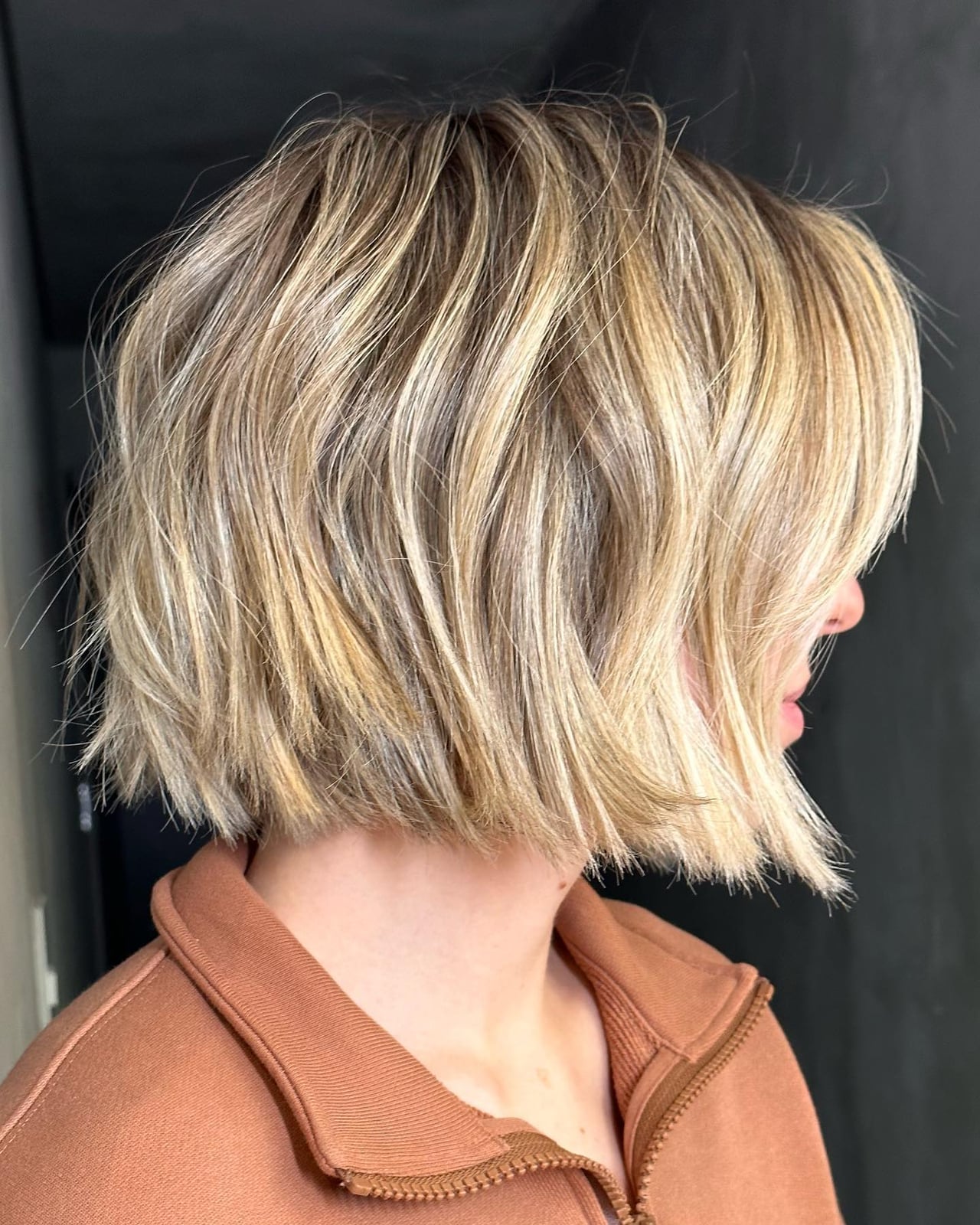Textured Honey Blonde Bob Textured Honey Blonde Bob — Simple Chin Length Bob