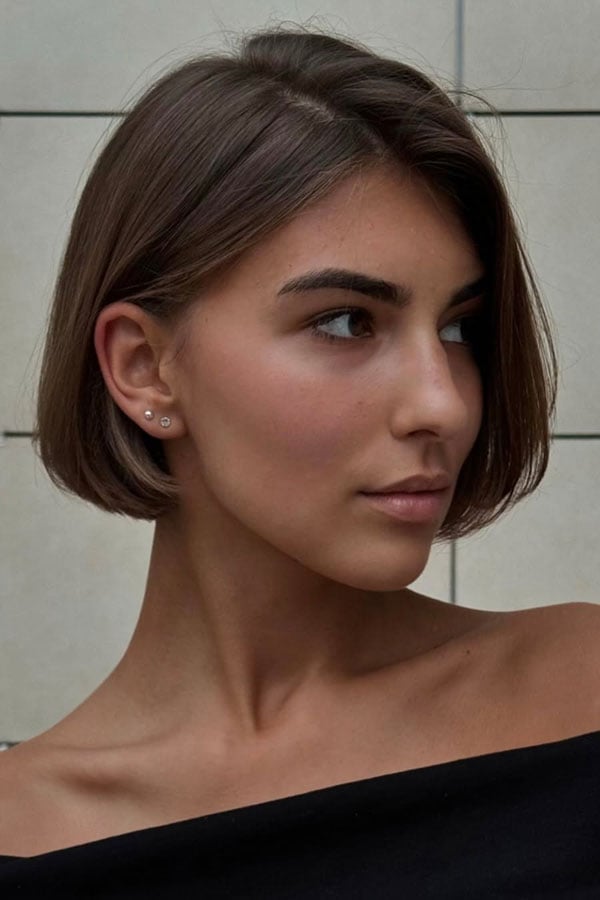 Blunt Dark Brown Chin Length Bob Blunt Dark Brown Chin Length Bob — Simple Chin Length Bob