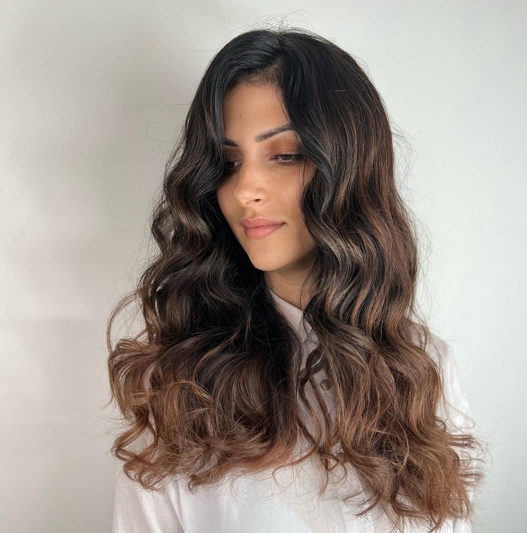 Dark Brown With Subtle Chocolate Balayage Highlights Dark Brown With Subtle Chocolate Balayage Highlights — Simple Chocolate Balayage