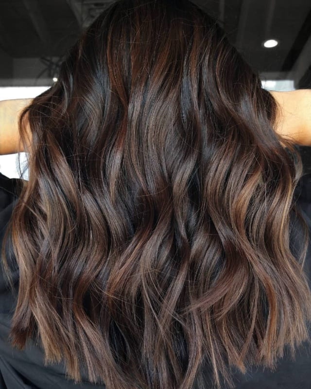 Deep Chocolate With Blended Lighter Brown Balayage Deep Chocolate With Blended Lighter Brown Balayage — Simple Chocolate Balayage