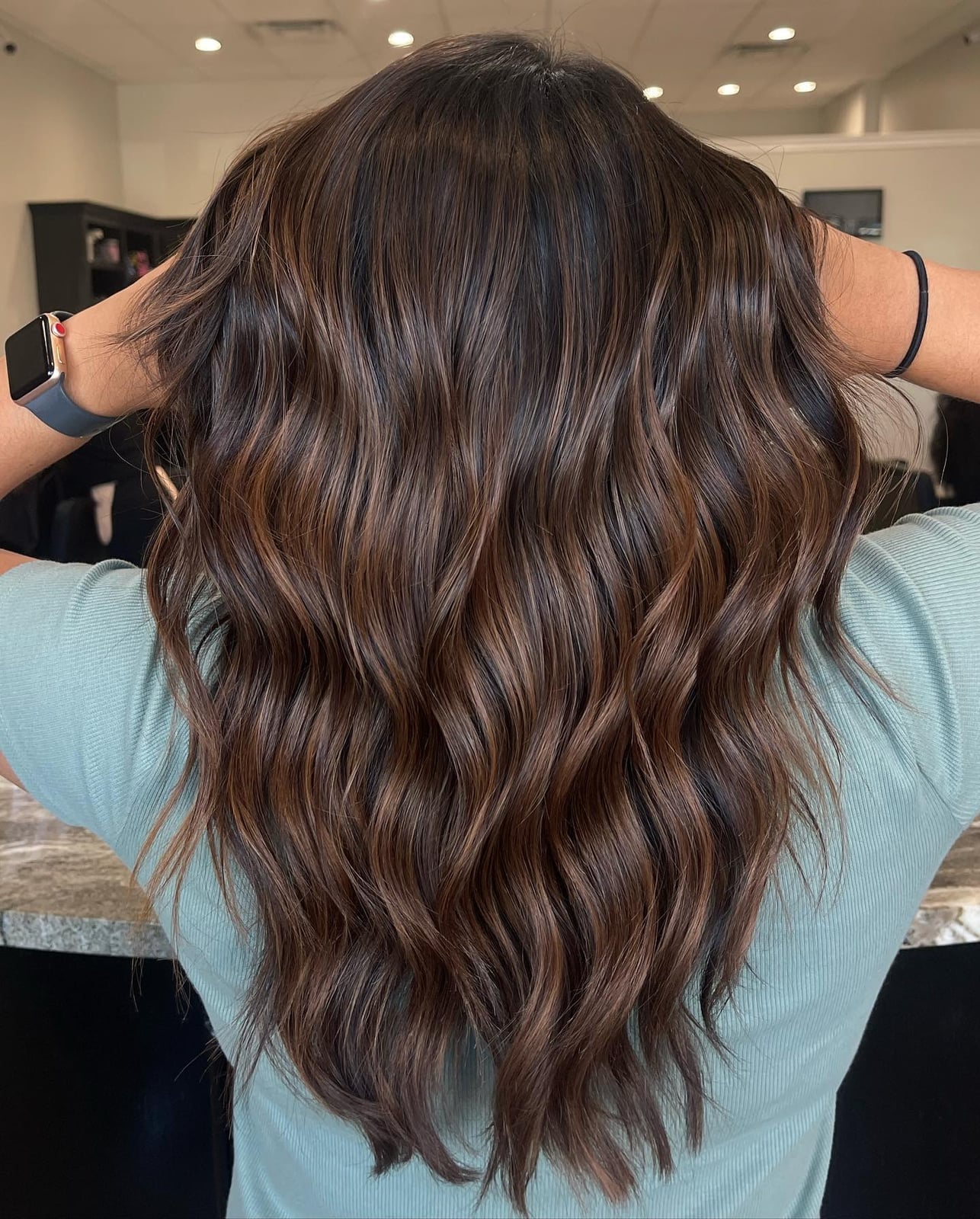 Chocolate Brown With Lighter Brown Balayage Blend Chocolate Brown With Lighter Brown Balayage Blend — Simple Chocolate Balayage