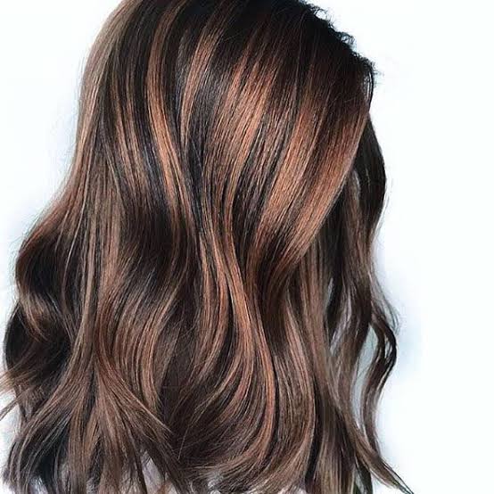 Collarbone Wavy Hair With Dark Brown and Lighter Highlights Collarbone Wavy Hair With Dark Brown and Lighter Highlights — Simple Chocolate Highlights