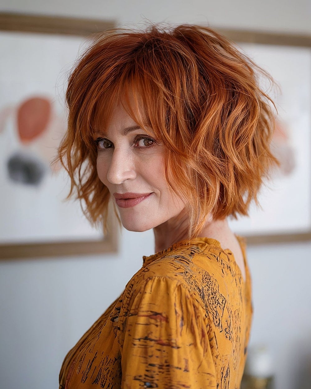Red Choppy Bob With Blonde Highlights And Bangs Red Choppy Bob With Blonde Highlights And Bangs — Simple Choppy Bob