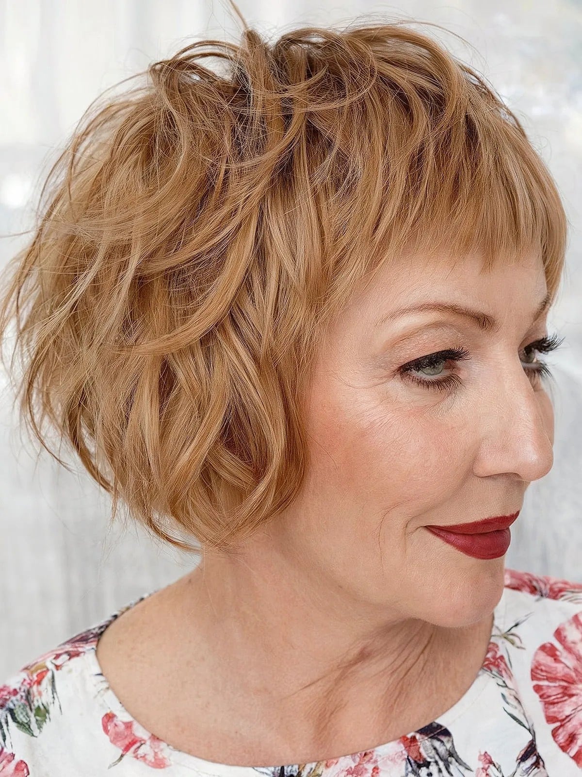 Strawberry Blonde Jawline Bob With Micro Bangs Strawberry Blonde Jawline Bob With Micro Bangs — Simple Choppy Bob Hairstyles