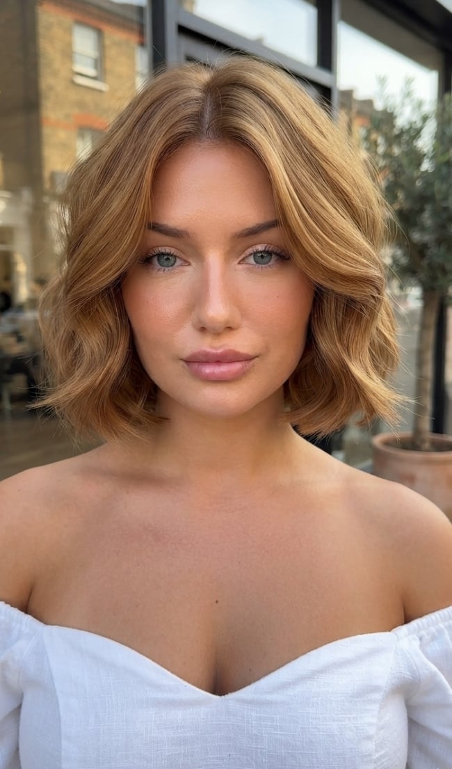 Copper Chin Bob With Curtain Bangs Copper Chin Bob With Curtain Bangs — Simple Choppy Bob Hairstyles