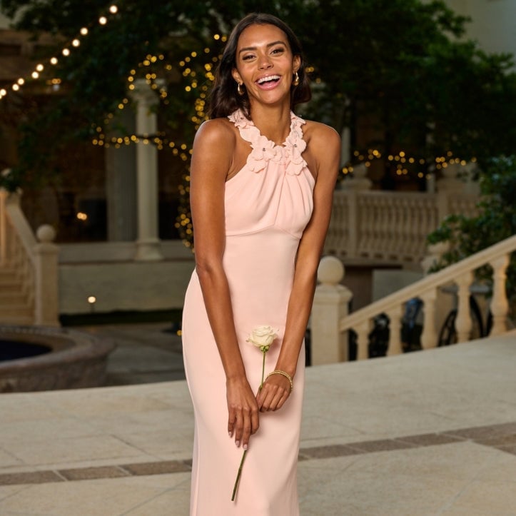 Pale Pink Halter Neck Dress with Floral Applique Pale Pink Halter Neck Dress with Floral Applique — Simple Cocktail Outfits