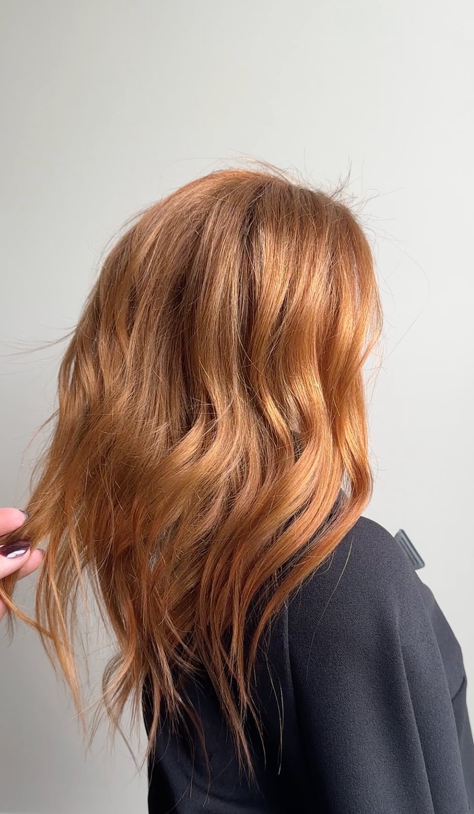 Shoulder Length Copper And Blonde Highlights — Simple Copper Hair with Blonde