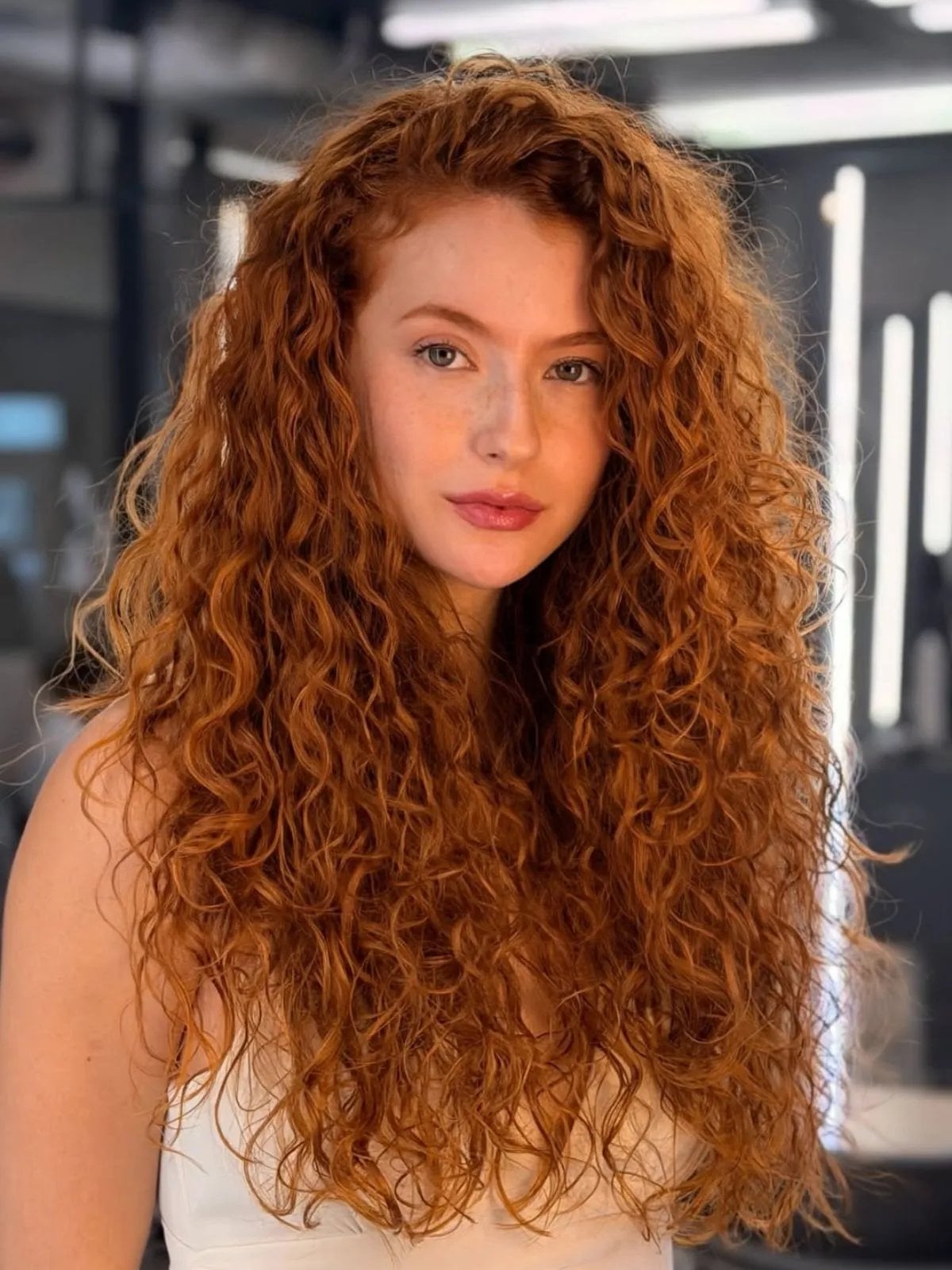 Shoulder Length Uniform Rich Copper — Simple Copper Hair with Blonde