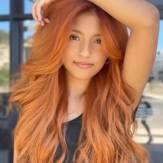 Strawberry Blonde With Blonde Highlights — Simple Copper Hair with Blonde