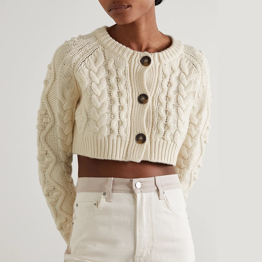 Cream Chunky Knit Cardigan With Cable Detail — Simple Cropped Cardigan Outfits