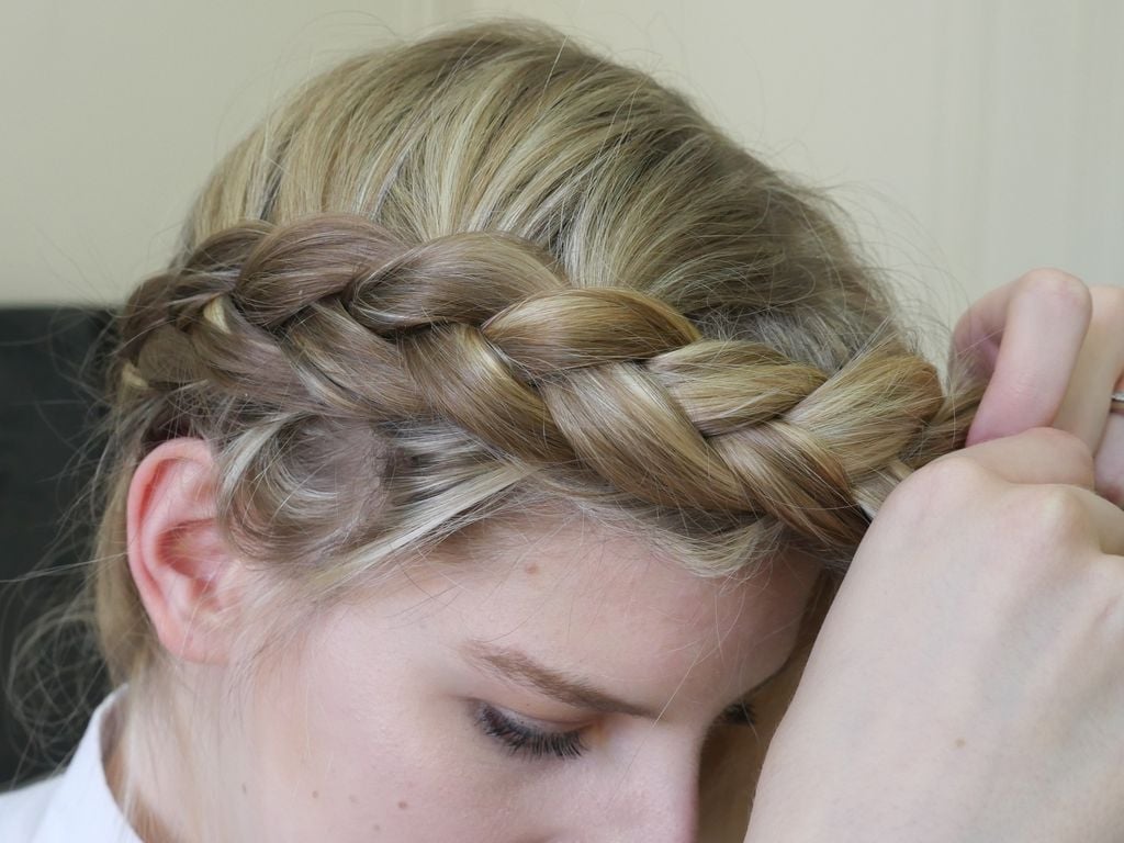 Thick Textured Blonde Crown Braid — Simple Crown Braid