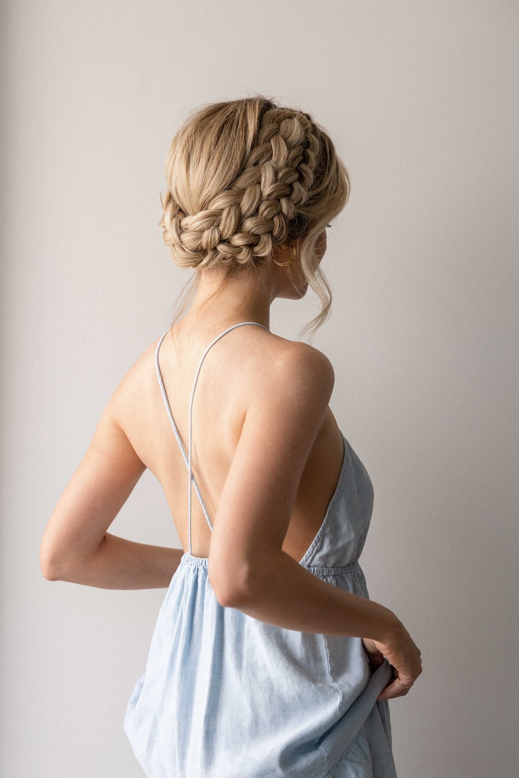 Intricate Blonde Crown Braid With Pearls — Simple Crown Braid
