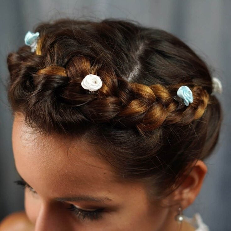 Bohemian Braided Crown Brown Blonde Clips — Simple Crown Braid