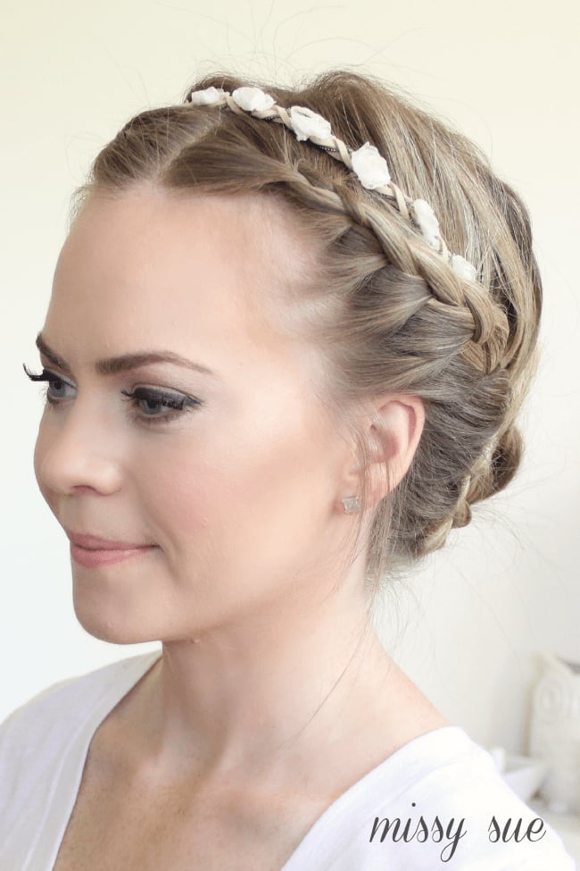 Thick Braided Crown Medium Brown Bun — Simple Crown Braid