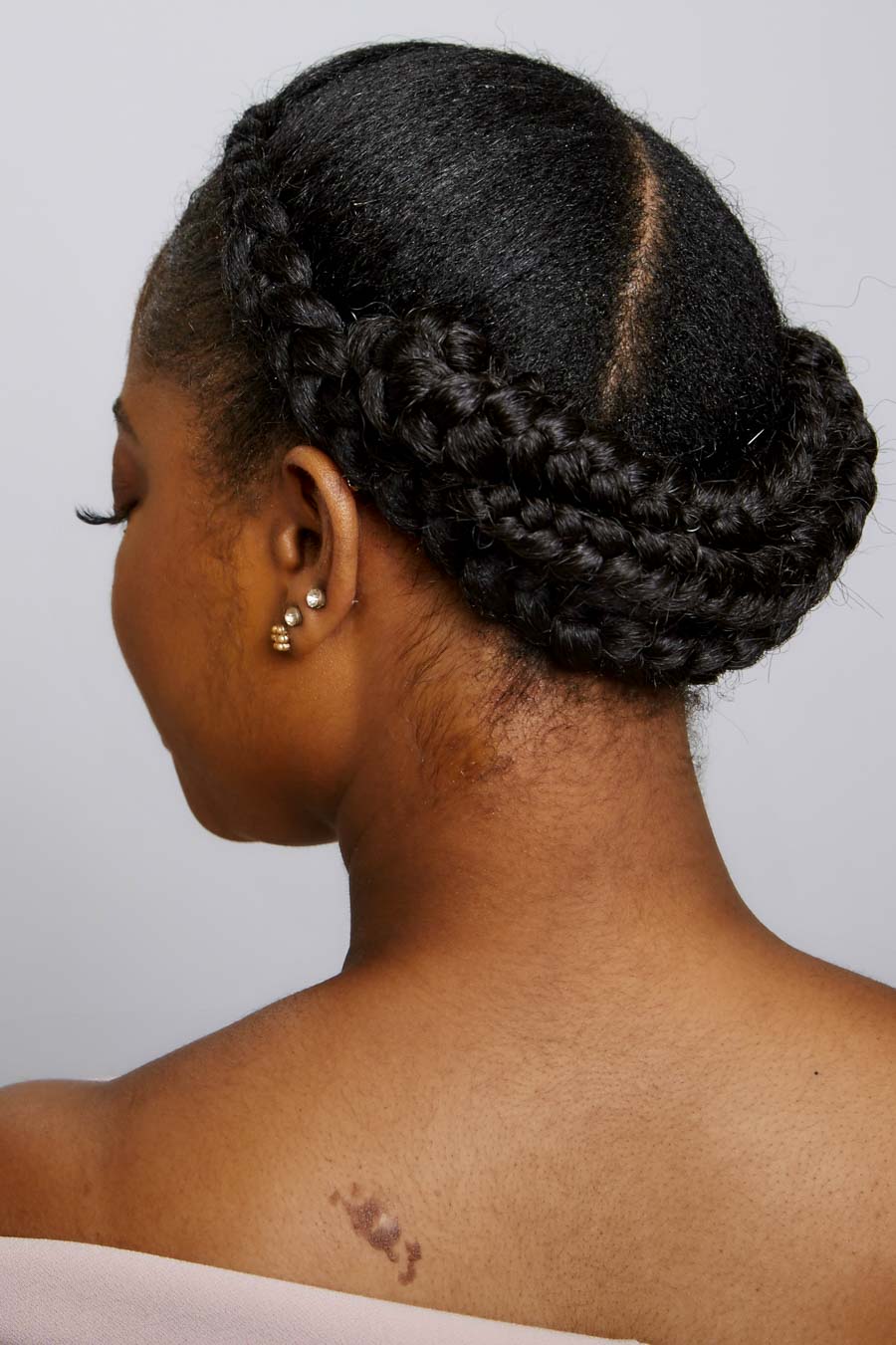 Tight Braided Crown Coily Thick Black Hair — Simple Crown Braid