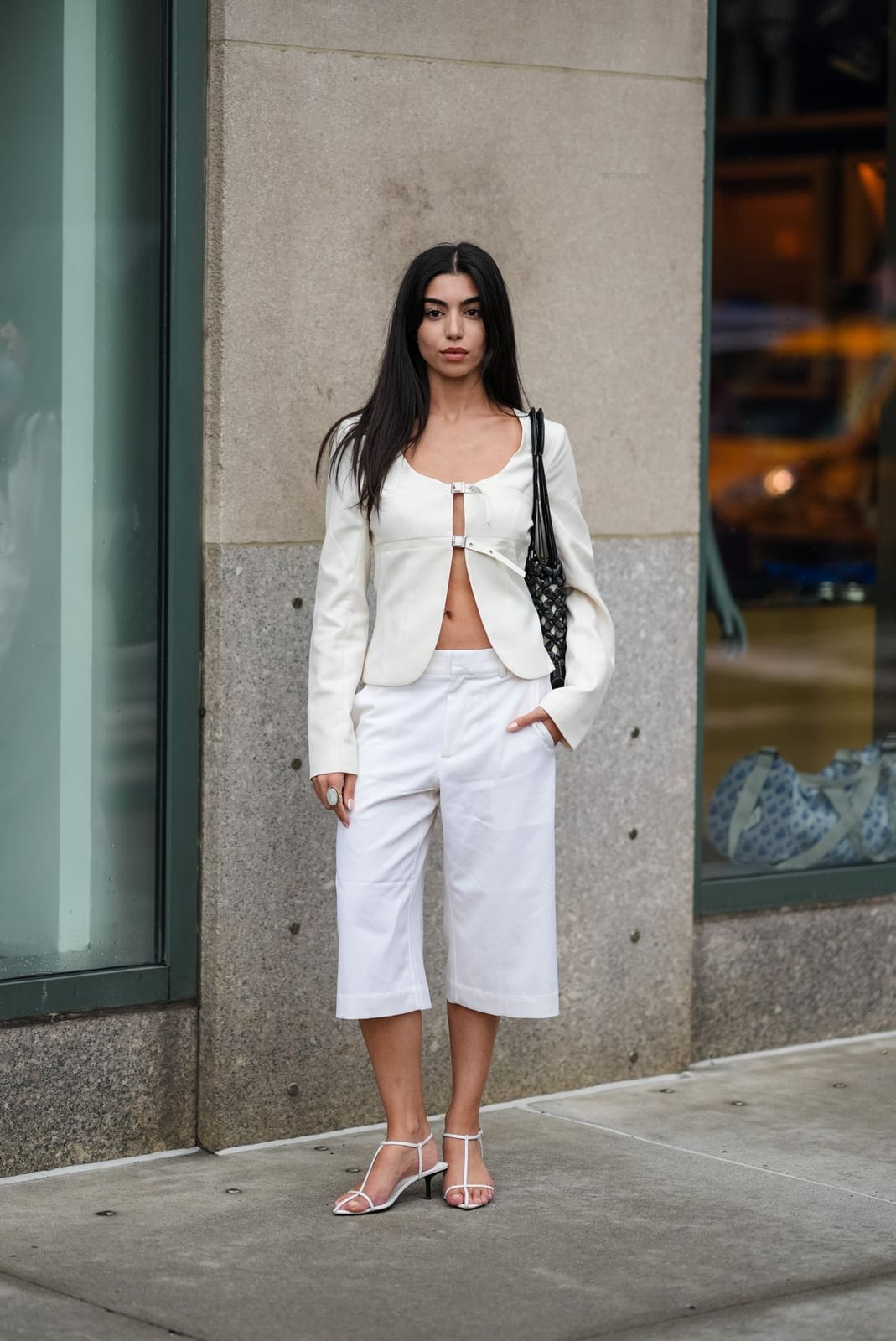 White Culottes With A Cropped White Jacket — Simple Culottes Outfits