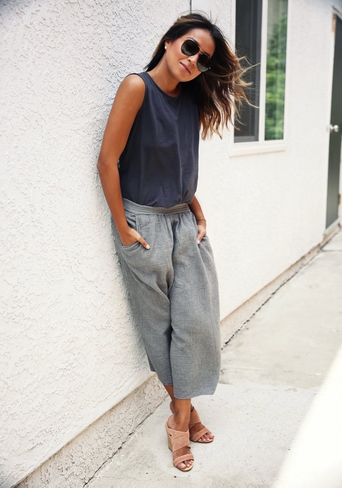 Relaxed Grey Culottes With A Charcoal Top — Simple Culottes Outfits