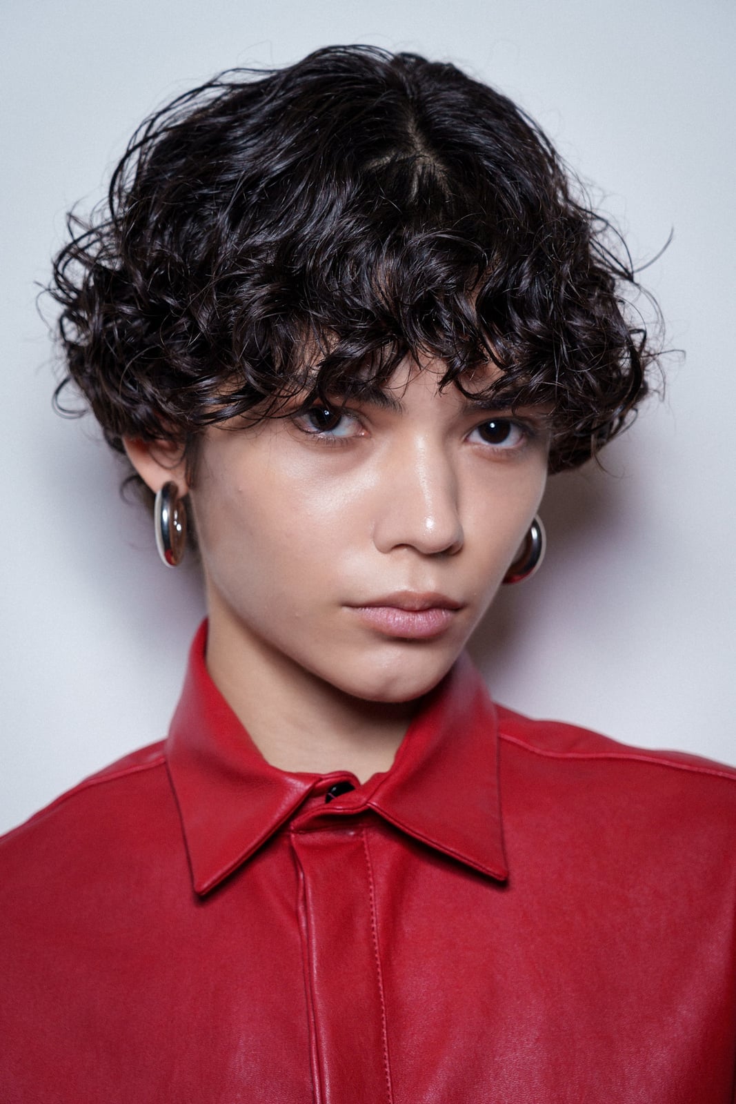 Short Layered Dark Brown Curly Hair — Simple Curly Bangs