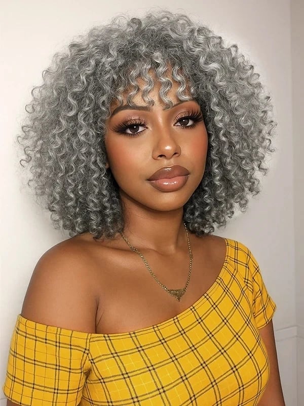 Mid-Back Curly Hair With Balayage Bangs — Simple Curly Bangs