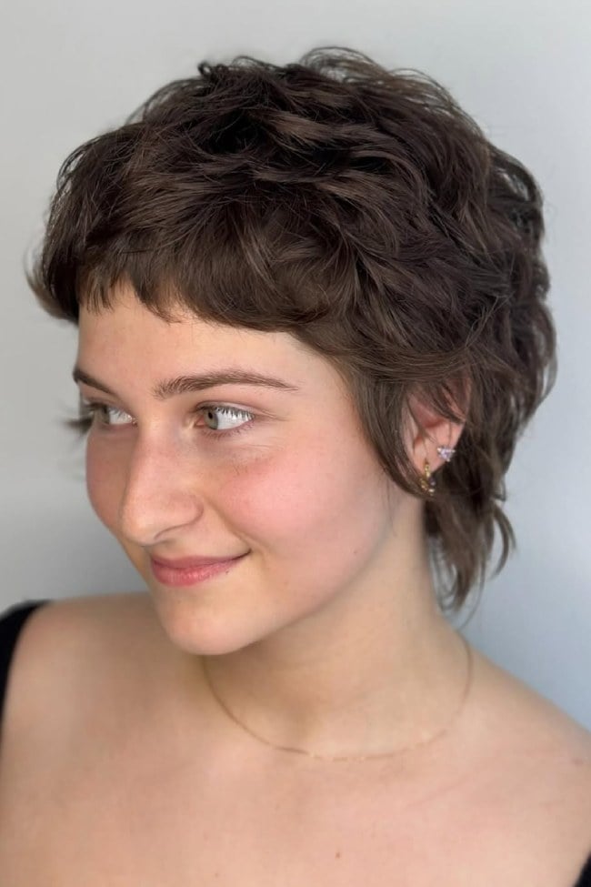 Pixie Cut With Micro Fringe — Simple Curly Bangs