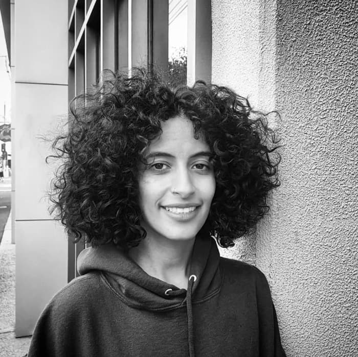 Chin Length Dark Bob With Thick Defined Curls, Close-Up Take — Simple Curly Bob Hairstyles