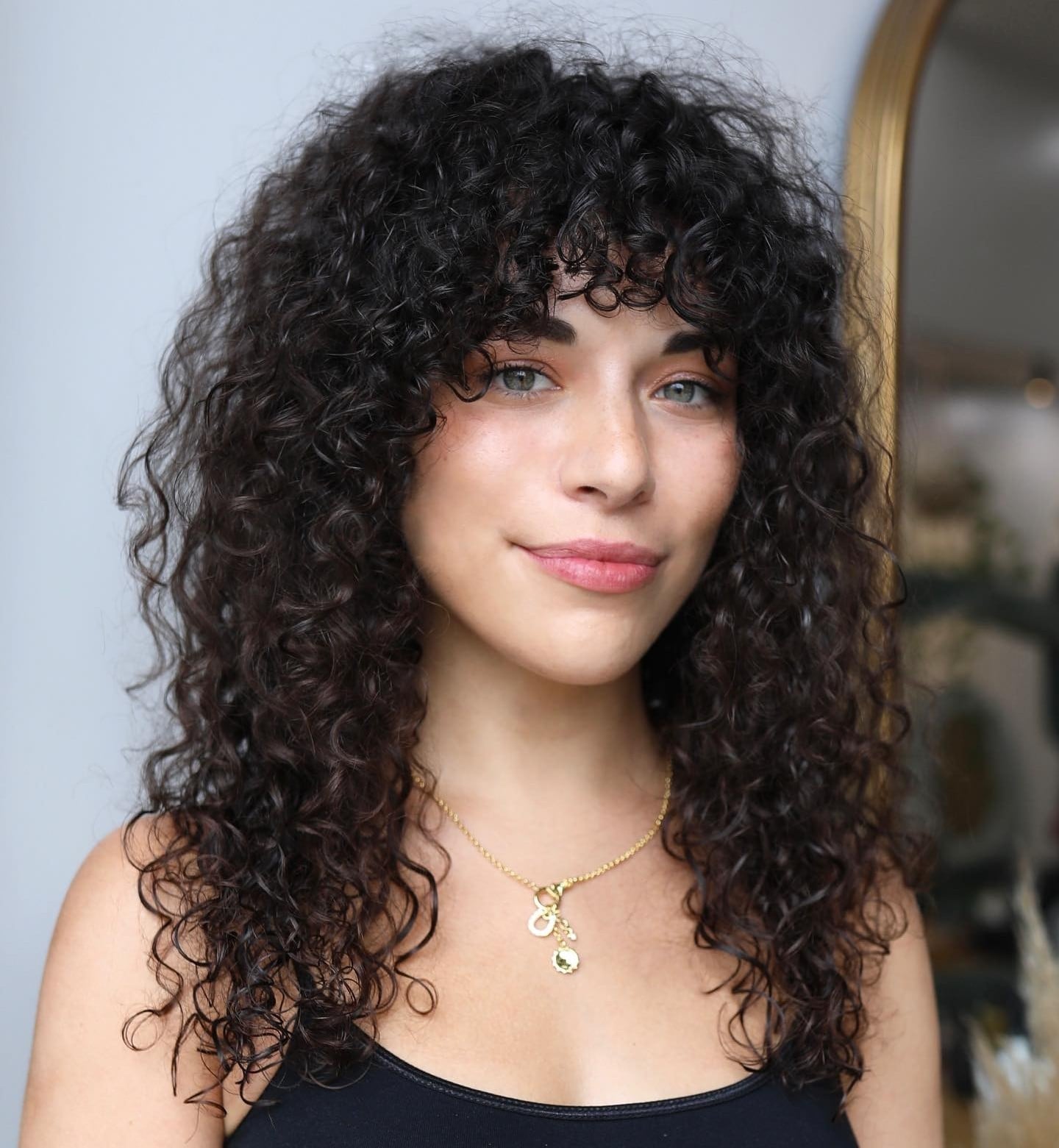 Shoulder Length With Full Bangs Shoulder Length With Full Bangs — Simple Curly Hair Haircuts
