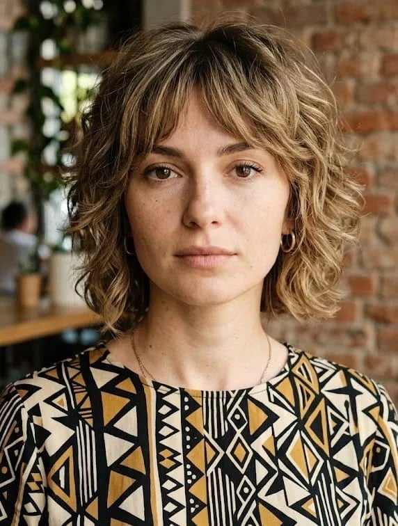 Collarbone Bob With Textured Blowout Collarbone Bob With Textured Blowout — Simple Curly Hair Haircuts