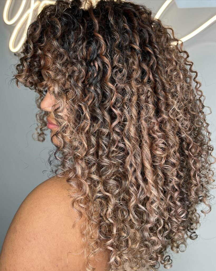 Mid-Back Layers With Side Parting — Simple Curly Hair Highlights