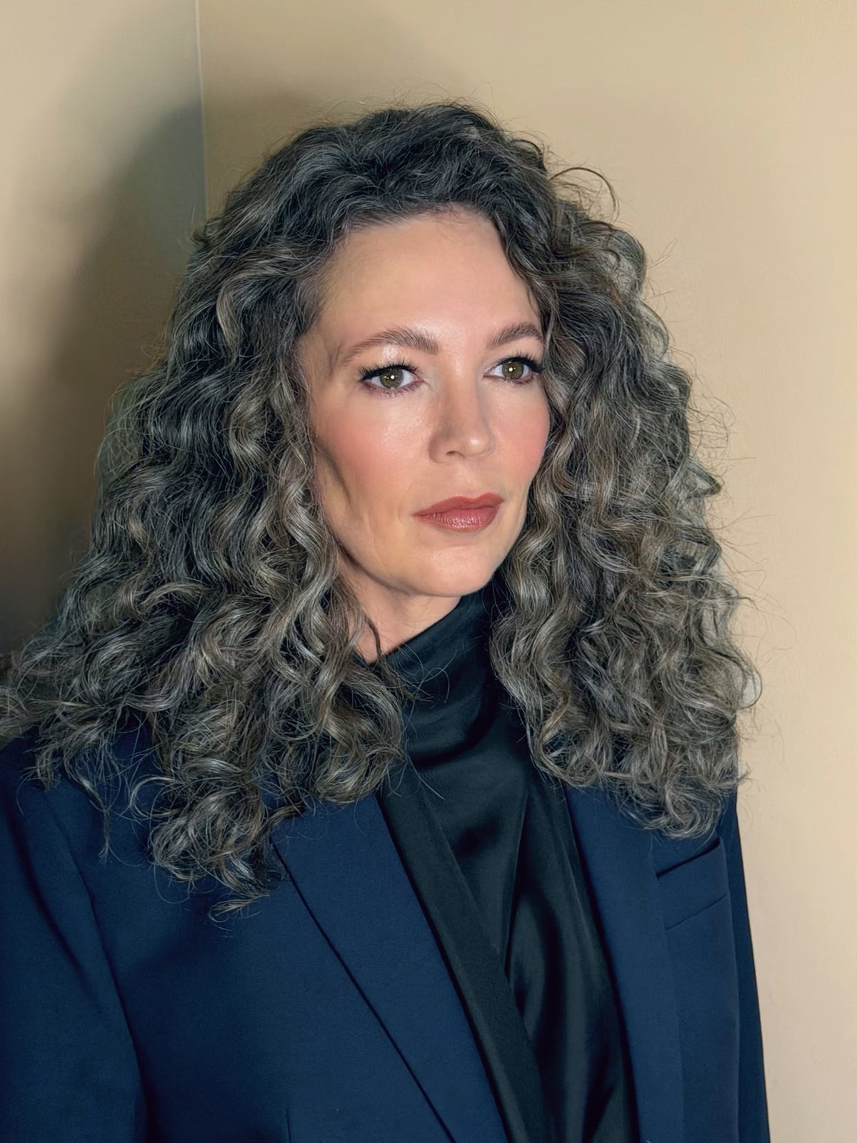 Mid-Back Grey With Ash Blonde Highlights — Simple Curly Hair Highlights