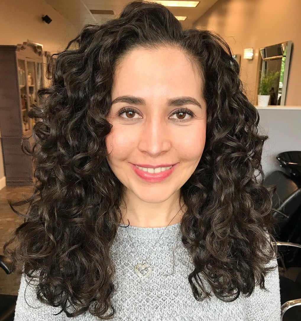 Shoulder Length Dark Brown Natural Curls — Simple Curly Hair Highlights