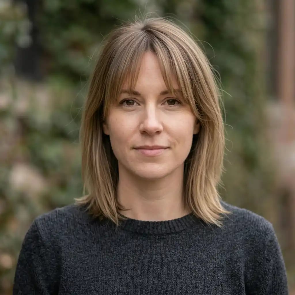 Chin Length Lob With Simple Curtain Bangs Chin Length Lob With Simple Curtain Bangs — Simple Curtain Bangs with Layers