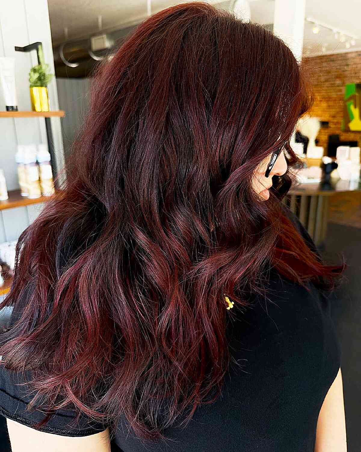 Mid-Back Simple Dark Auburn Waves — Simple Dark Auburn Hair