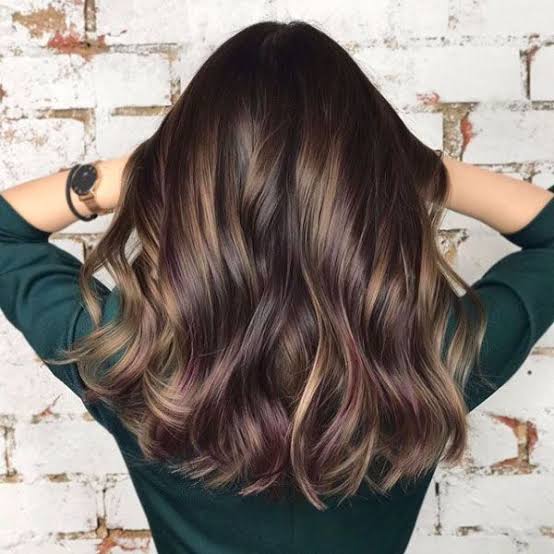 Mid-Back Dark Brown With Lighter Brown Highlights Blowout Mid-Back Dark Brown With Lighter Brown Highlights Blowout — Simple Dark Highlights