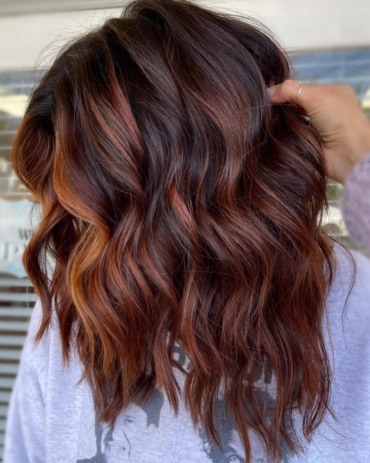 Collarbone Dark Brown With Auburn Highlights Collarbone Dark Brown With Auburn Highlights — Simple Dark Highlights