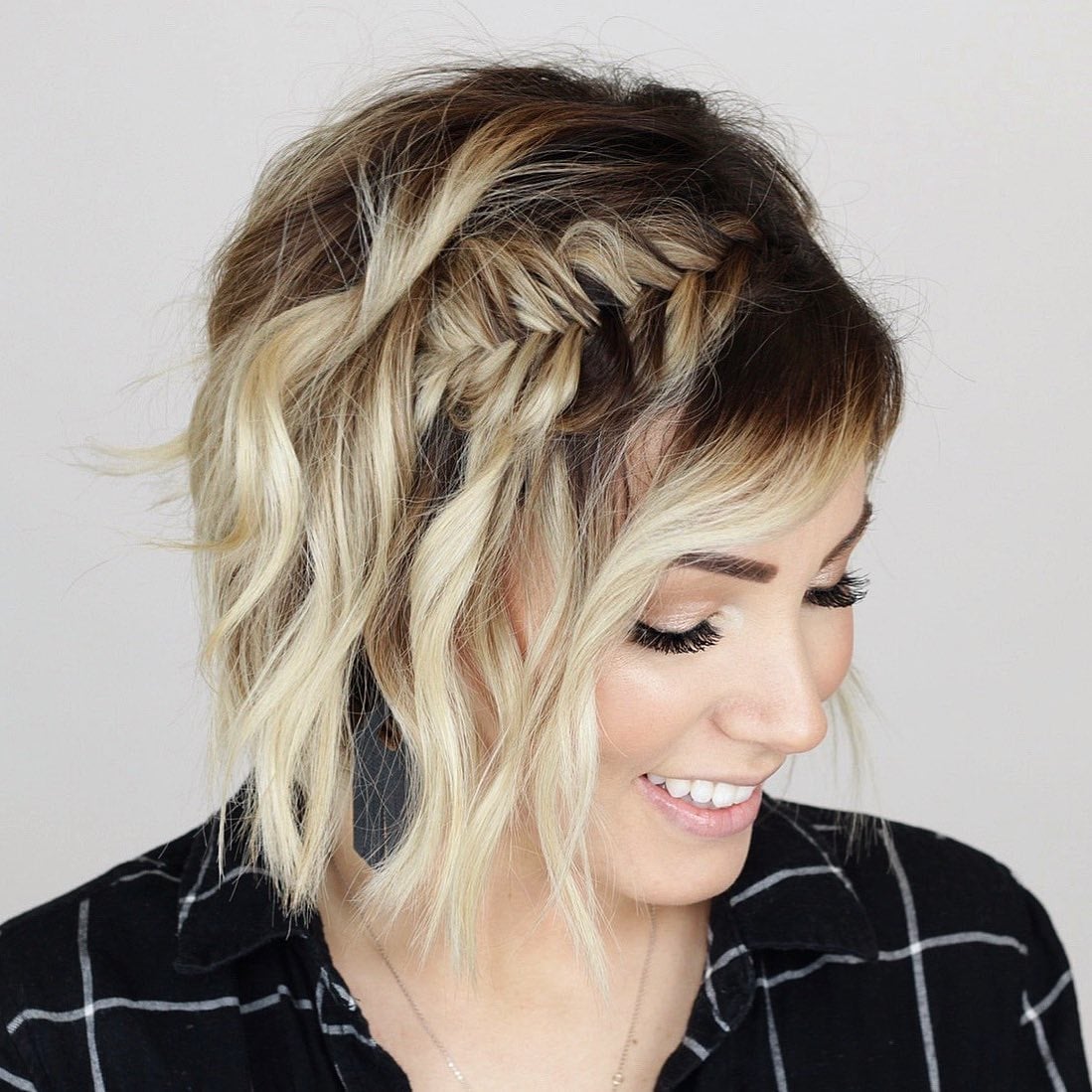 Chin Length Wavy Bob With Braid Detail Chin Length Wavy Bob With Braid Detail — Simple Different Hairstyles