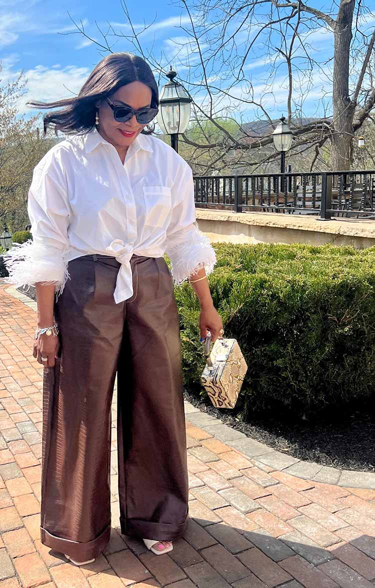 White Shirt With Feather Trim White Shirt With Feather Trim — Simple Dinner Outfits