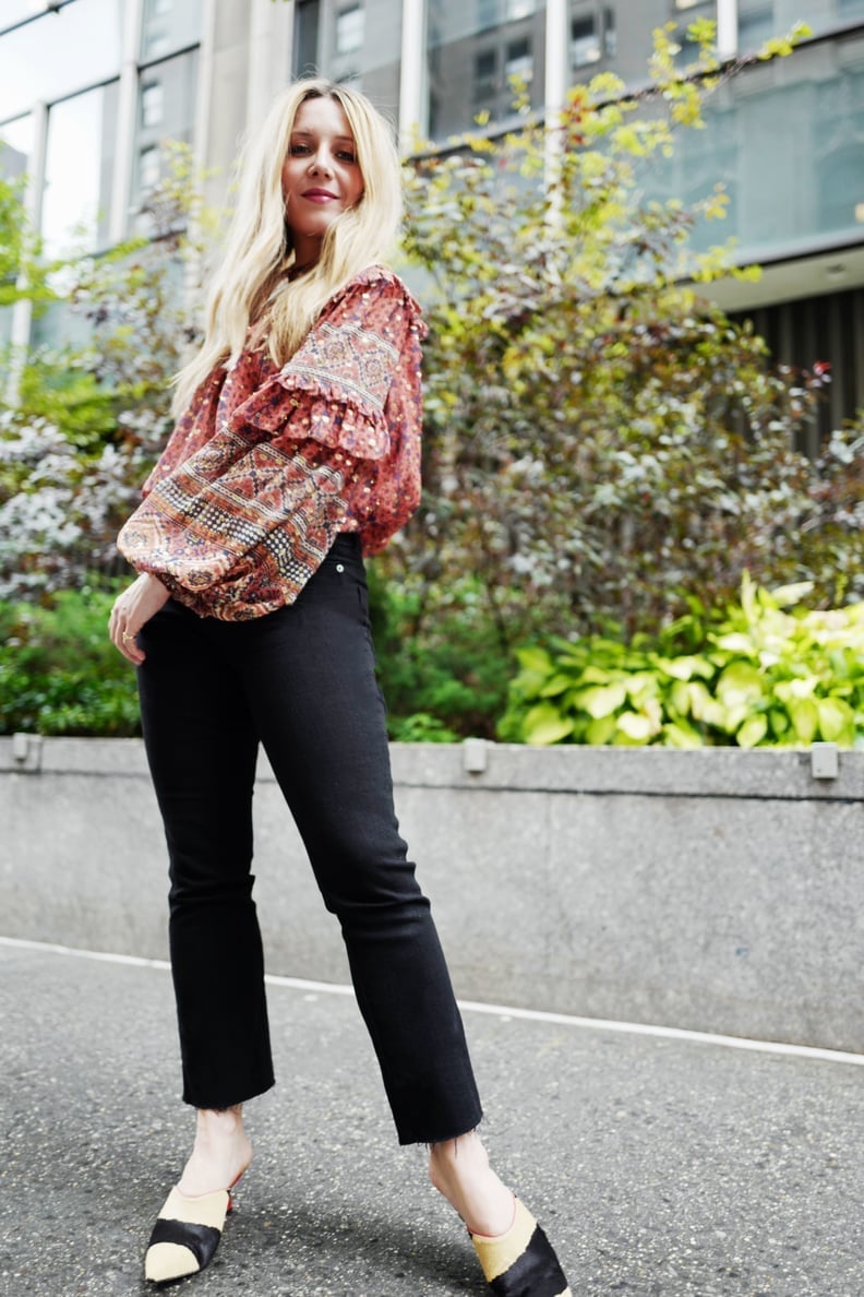 Printed Blouse With Straight Leg Jeans Printed Blouse With Straight Leg Jeans — Simple Dinner Outfits
