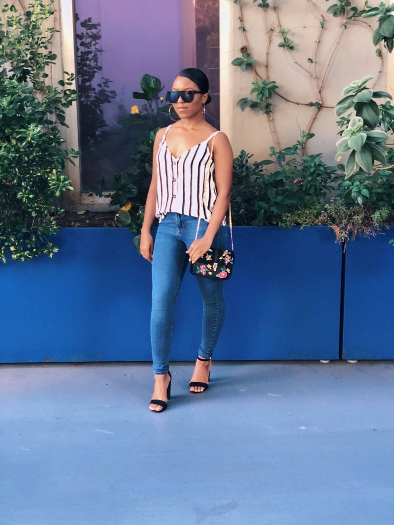 Striped Camisole With Fitted Jeans Striped Camisole With Fitted Jeans — Simple Dinner Outfits