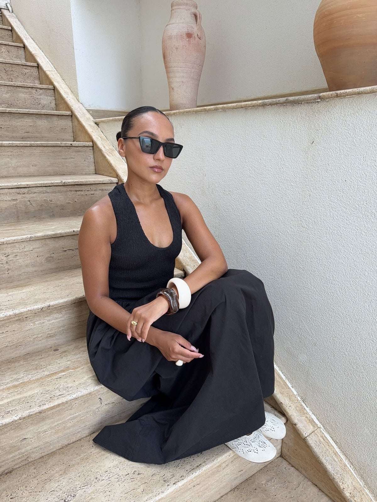 Halter Neck Top With Wide Leg Trousers Halter Neck Top With Wide Leg Trousers — Simple Dinner Outfits