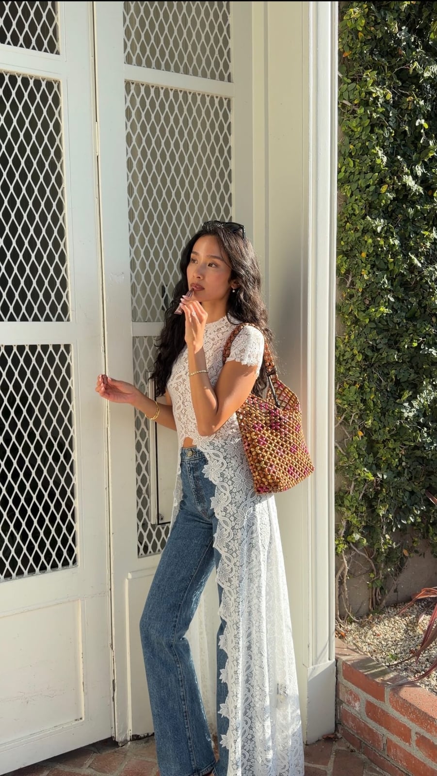 Denim Jeans With Lace Overlay Skirt Denim Jeans With Lace Overlay Skirt — Simple Dinner Outfits