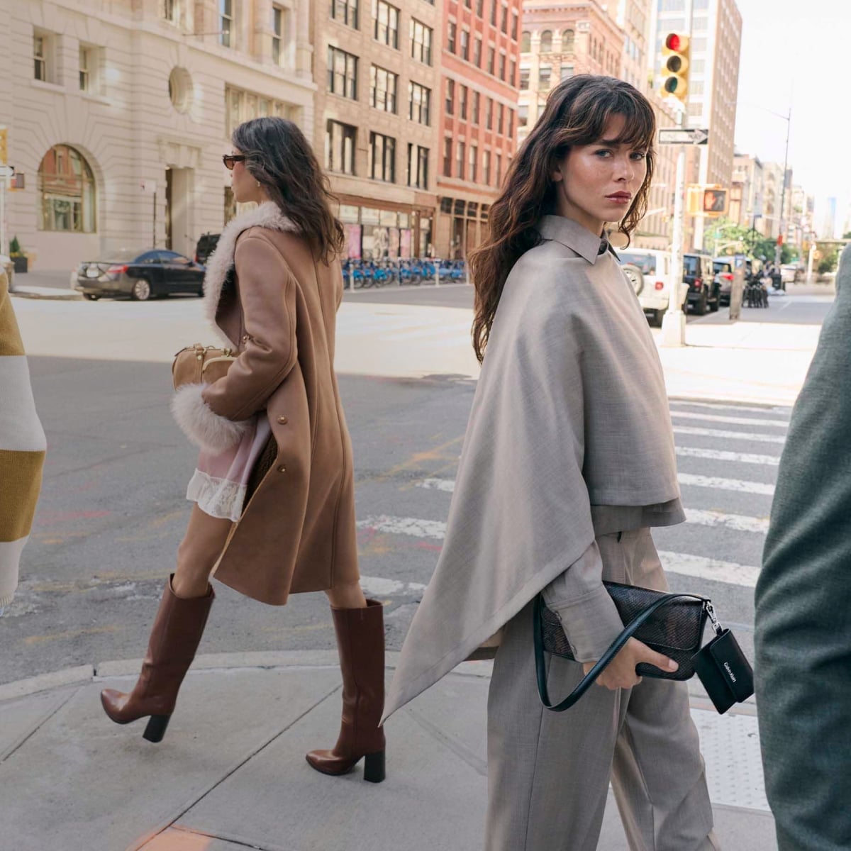 Brown Wool Coat with Fur Collar Over Slip Dress Brown Wool Coat with Fur Collar Over Slip Dress — Simple Dinner Outfits Night