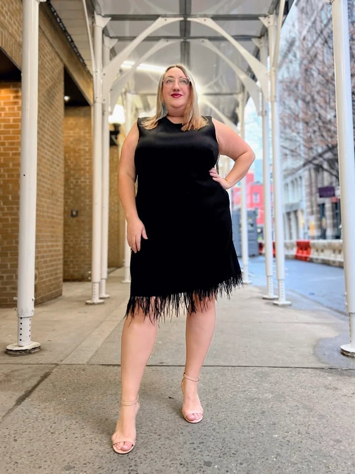 Black Velvet Dress with Fringe Hem — Simple Dinner Party Outfits