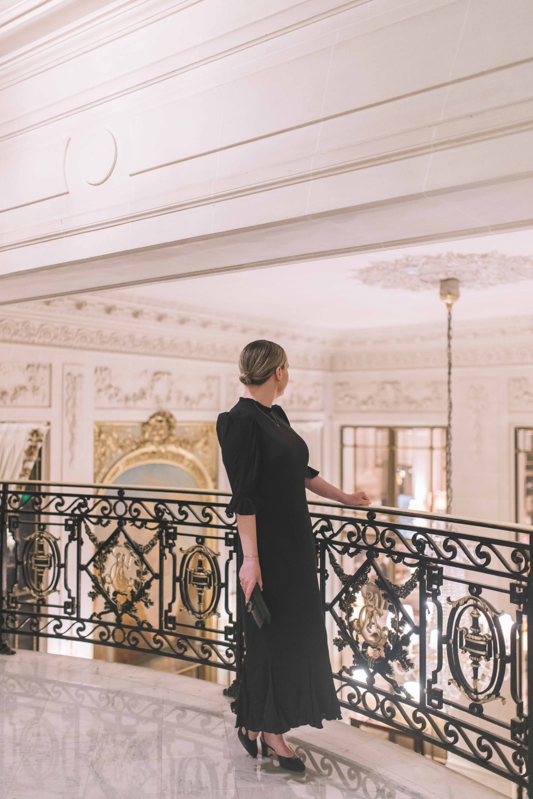 Black Crepe Dress with Puff Sleeves — Simple Dinner Party Outfits