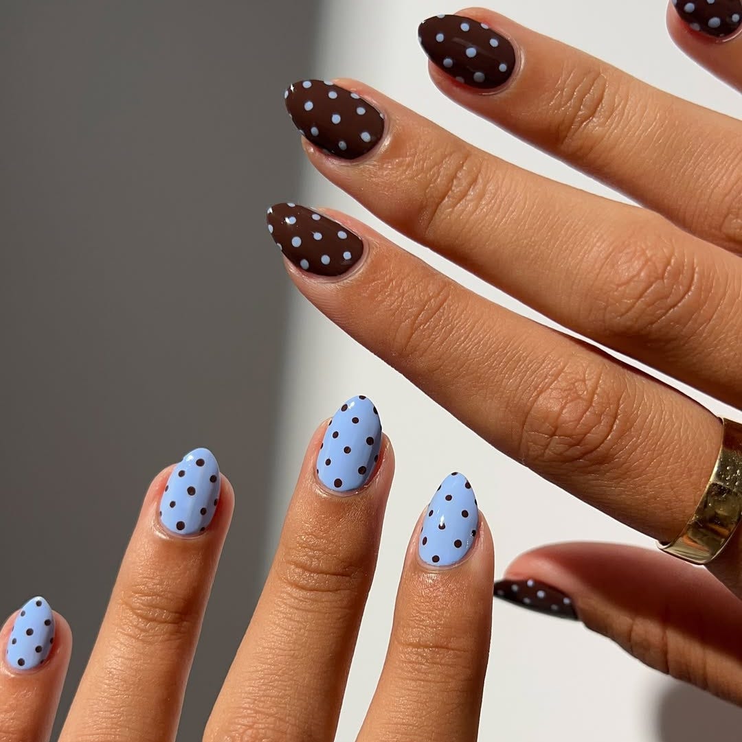 Short Square Pale Pink With Single Red Dot Short Square Pale Pink With Single Red Dot — Simple Dots Nail Designs
