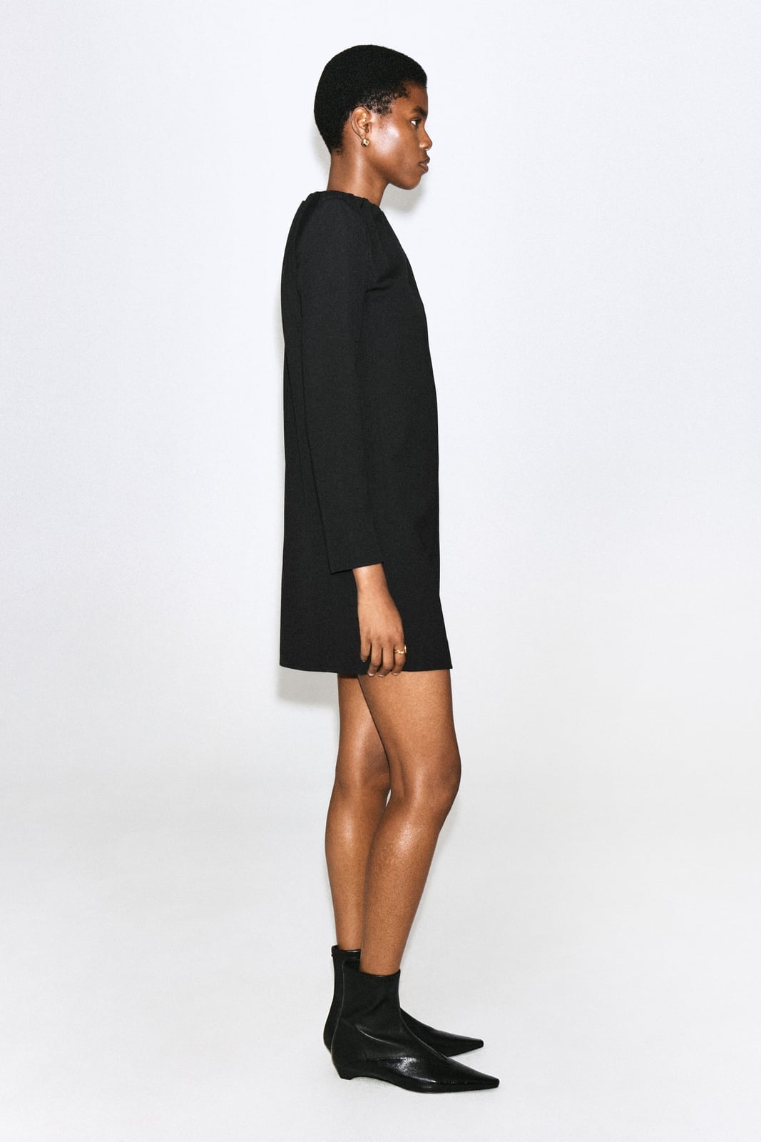 Midi Dress With Leather Jacket And Pointed Toe Boots — Simple Dress and Boots