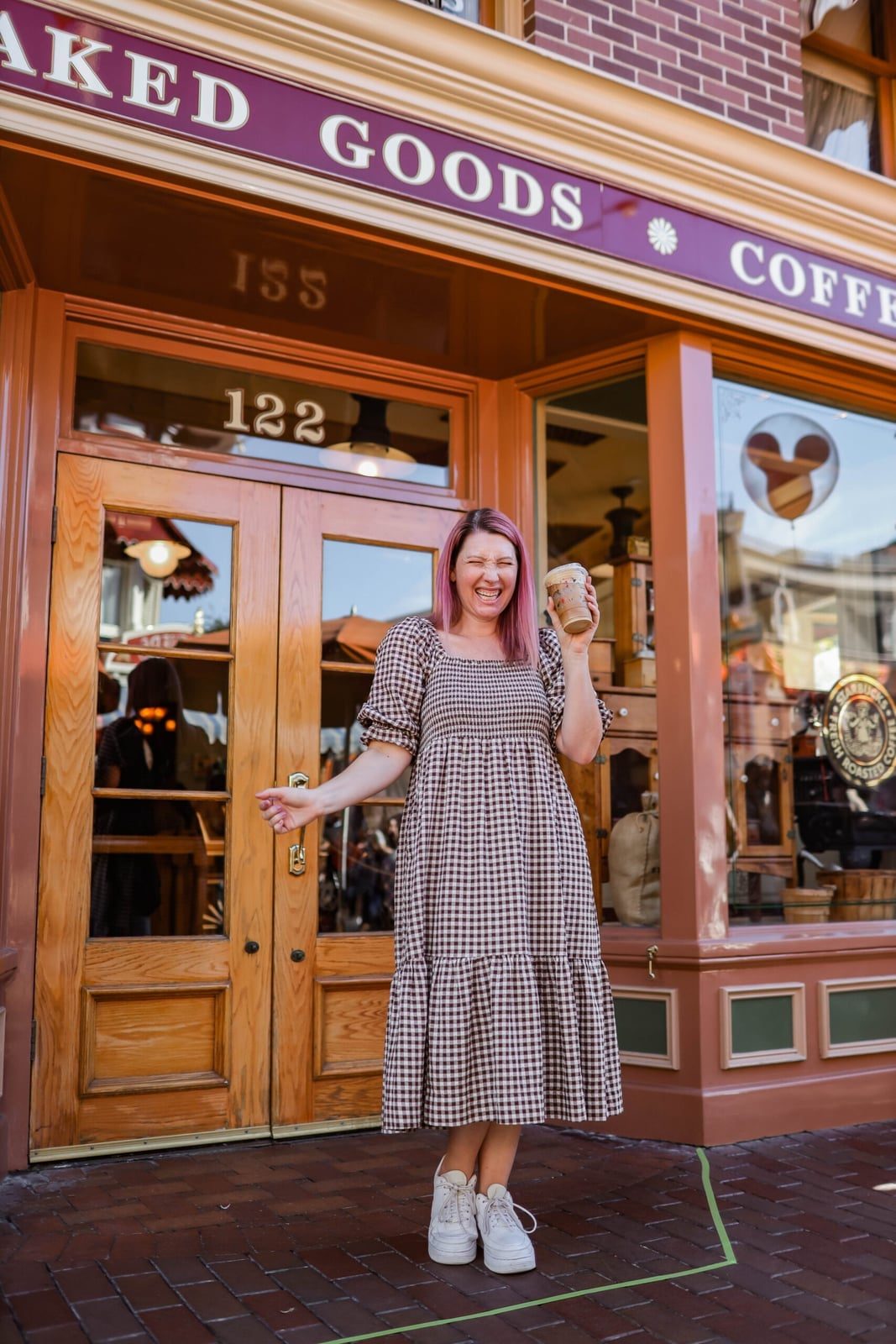 Gingham Smock Dress With Tiered Skirt And Sneakers — Simple Dress with Sneakers