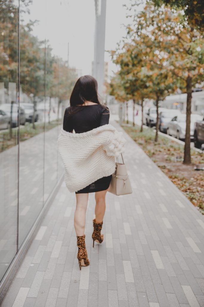 Black Dress with Leopard Print Booties and Cardigan — Simple Dresses and Boots Outfit